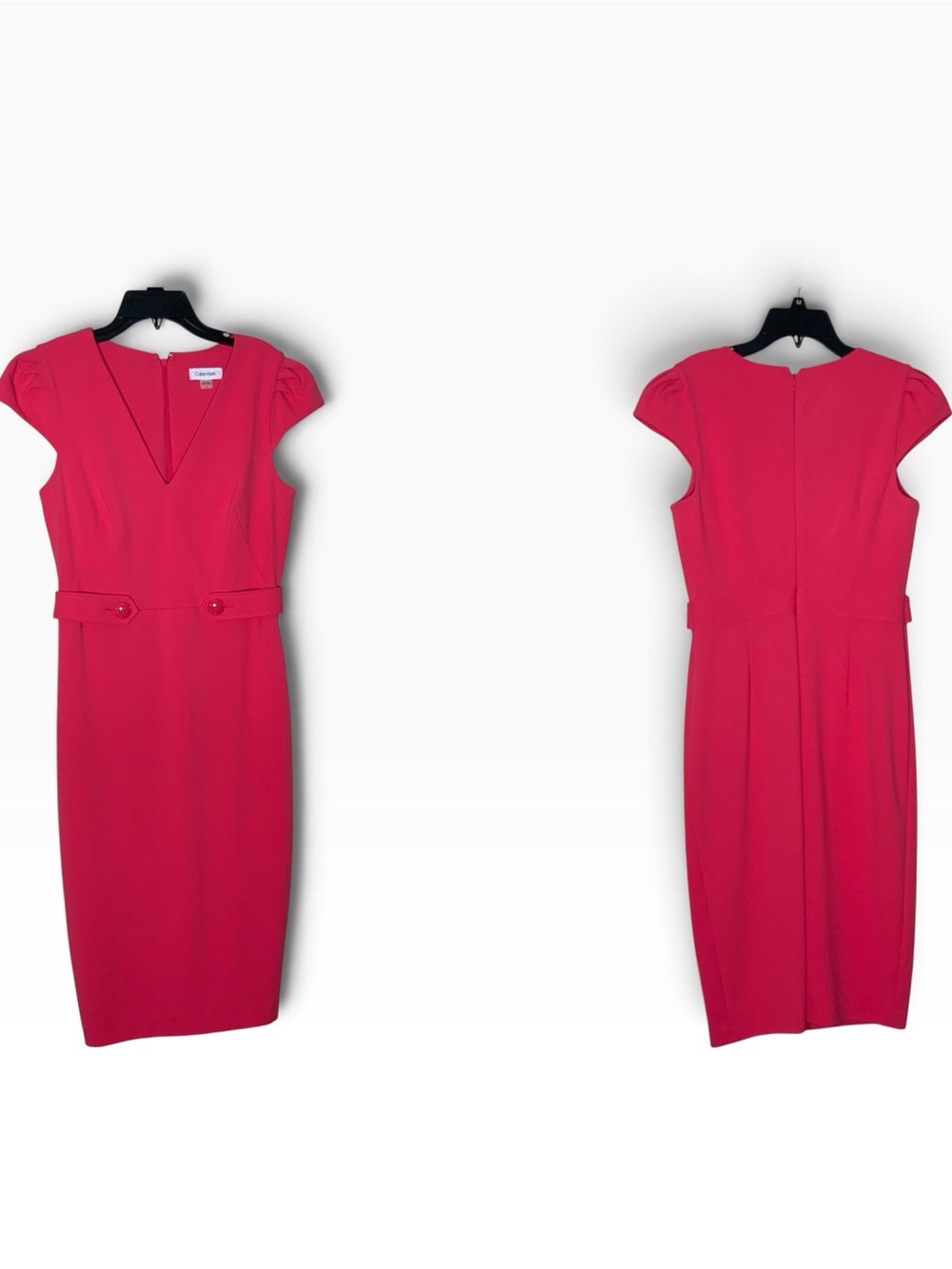 Calvin Klein orange V-Neck Cap Sleeve Midi Dress. Size 6. Excellent condition